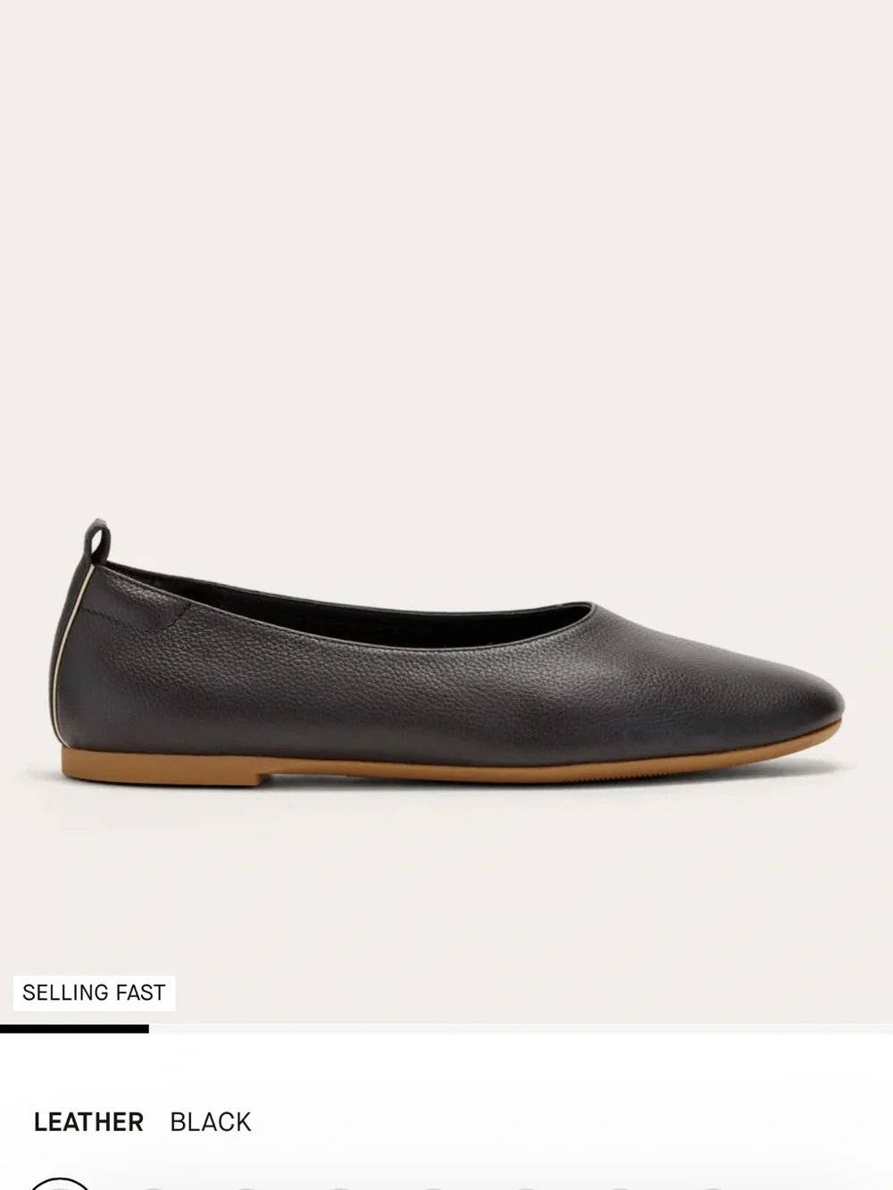 Everlane Black Leather Slip-On Ballet Flats